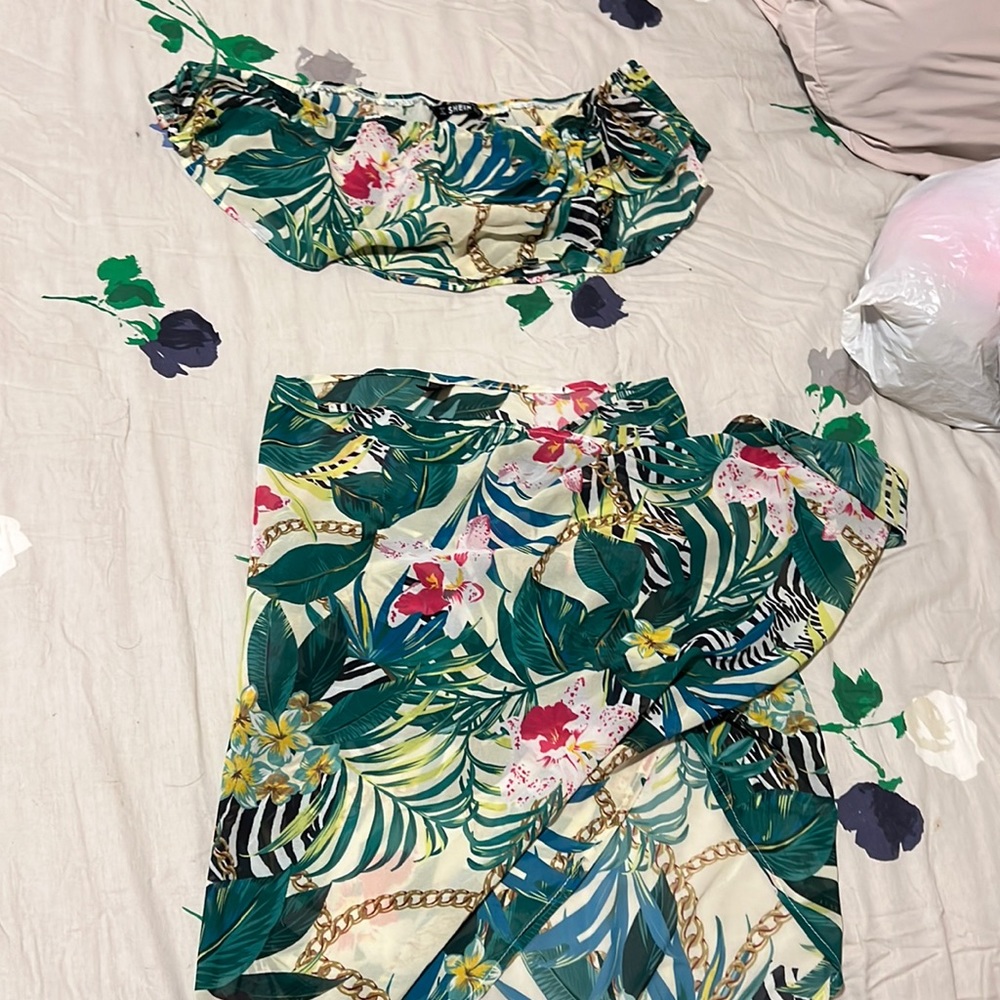 She in tropical two piece dress